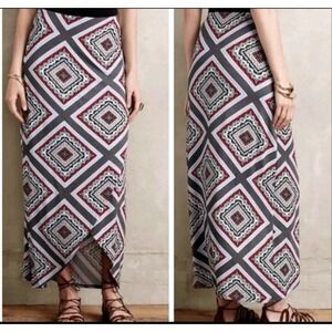 Anthropologie Maeve Maina Tulip Maxi Skirt S Gray Diamond Boho Print Chic Casual